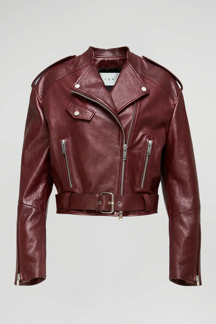 V S P Ruby Bordeaux Leather Jacket