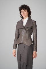 Ella - Warm Grey Leather Jacket