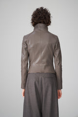 Ella - Warm Grey Leather Jacket