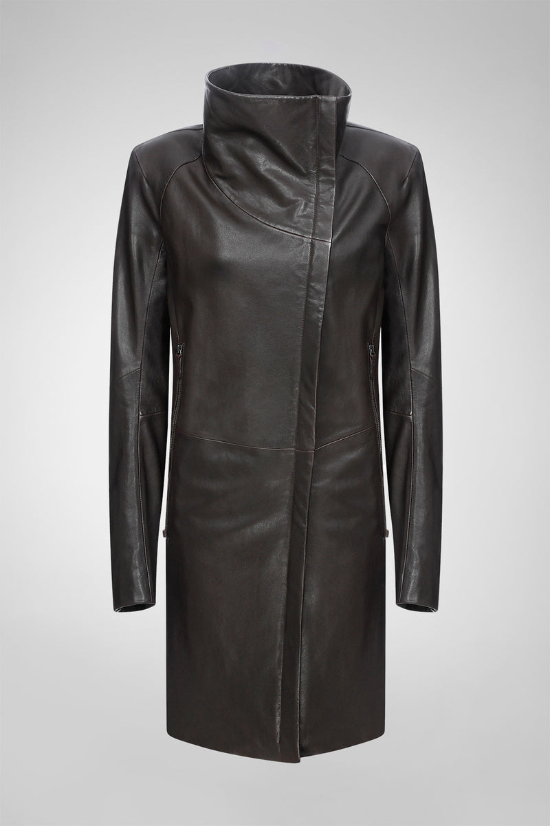 Claudia - Brown Leather Coat