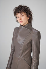 Alyson - Grey Leather Coat