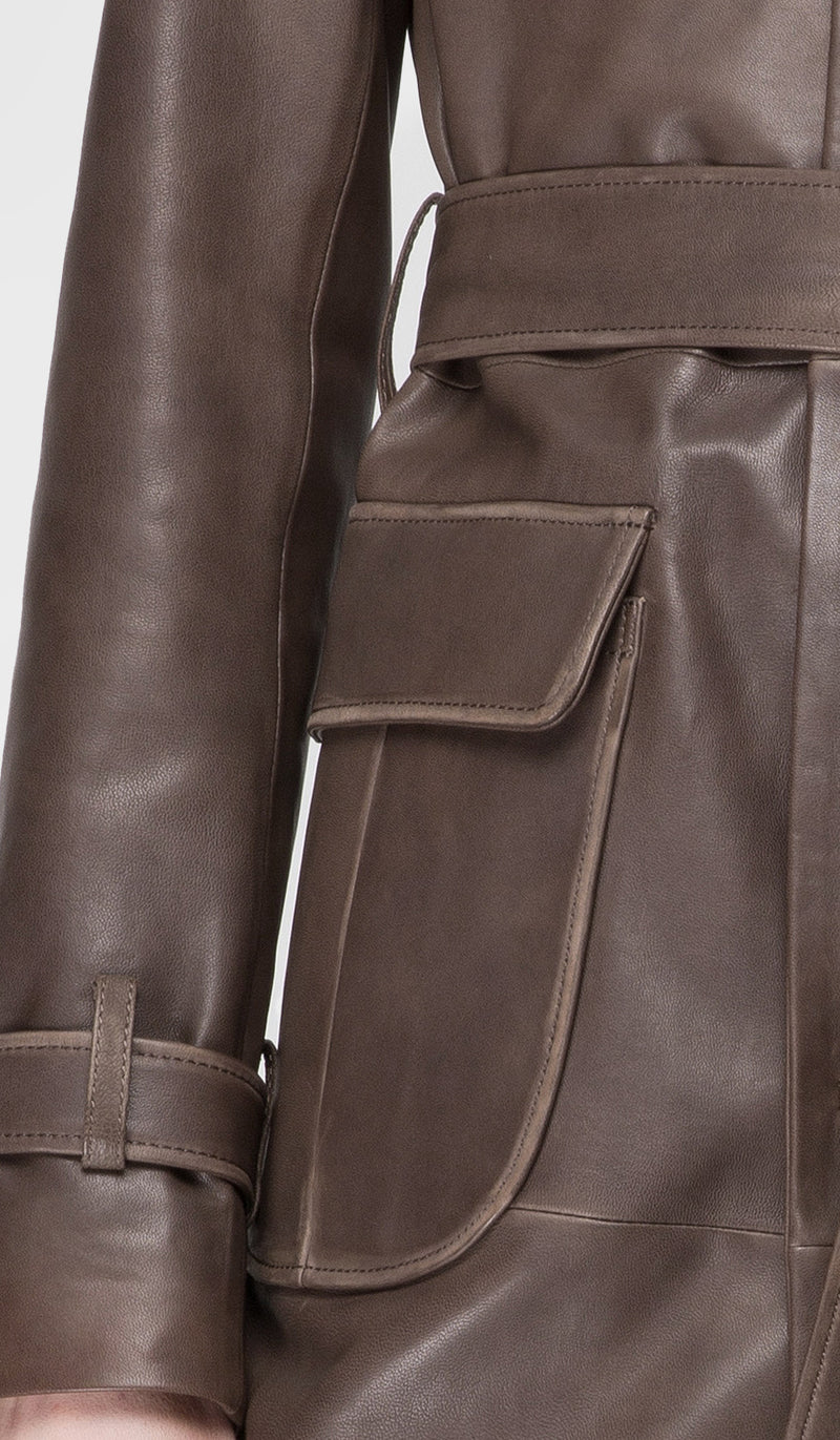 Madyson - Cloudy Brown Leather Coat