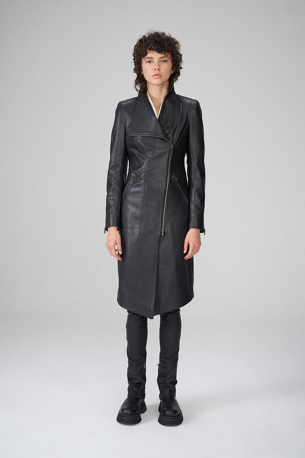 Alyson - Manteau en cuir Black