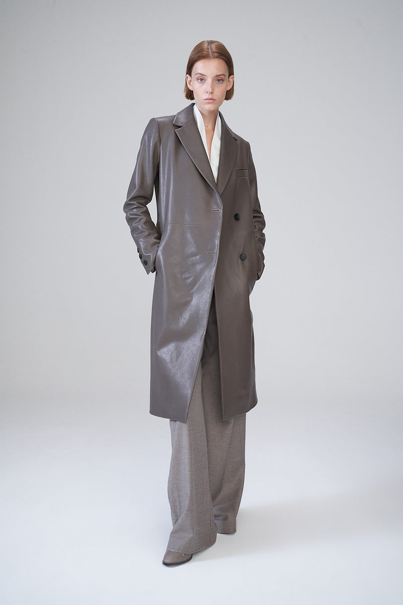 ELFIE - Manteau en cuir Grey