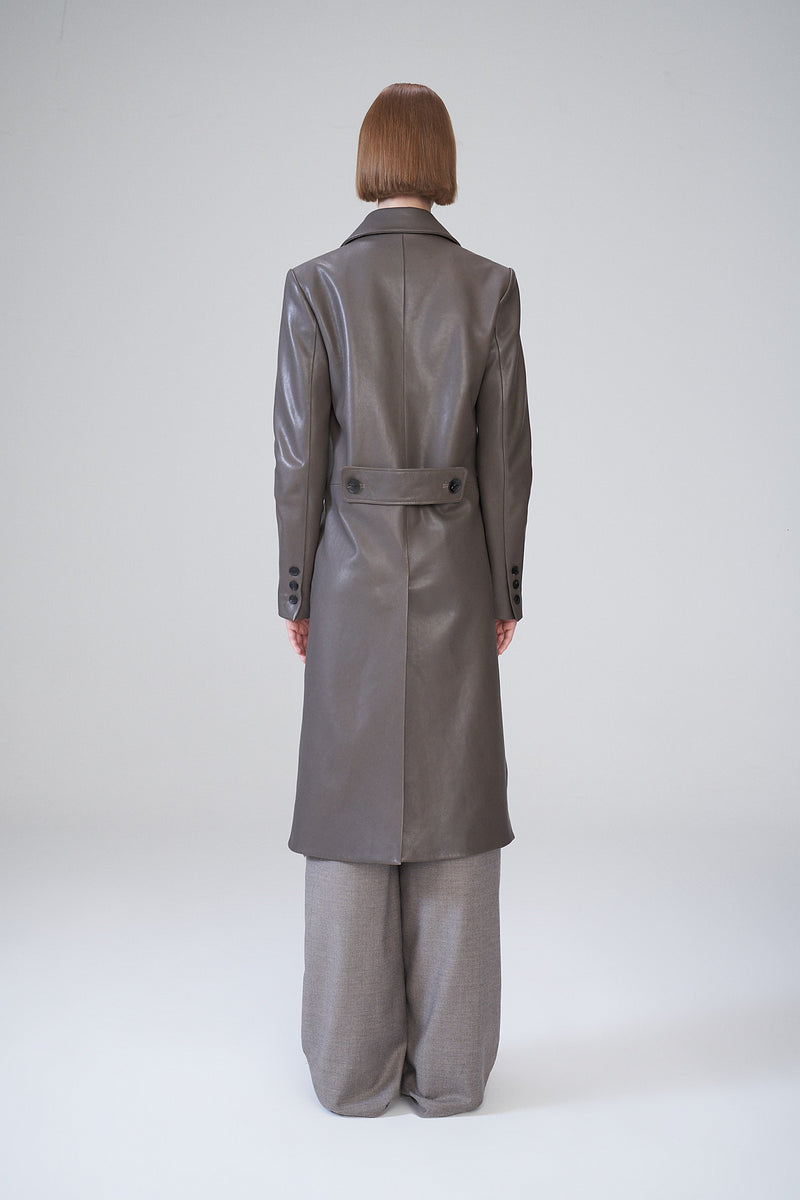Elfie - Grey Leather Coat