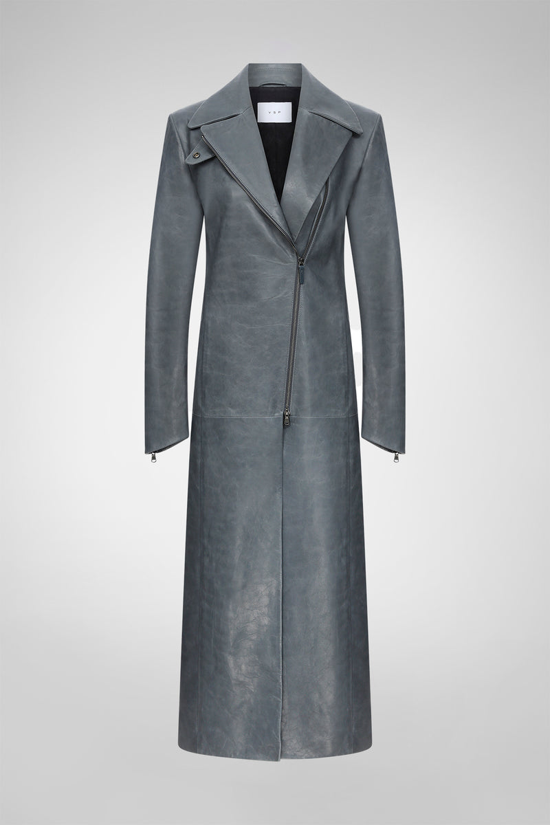 Mai - Indigo Leather Coat