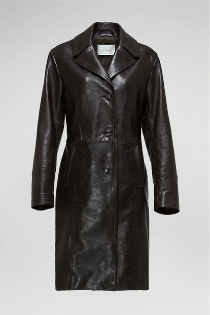 V S P - Vivian - Brown Leather Coat