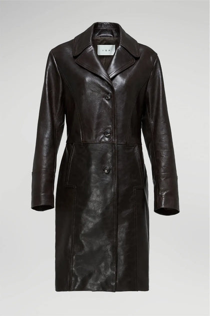Vivian - Brown Leather Coat – V S P