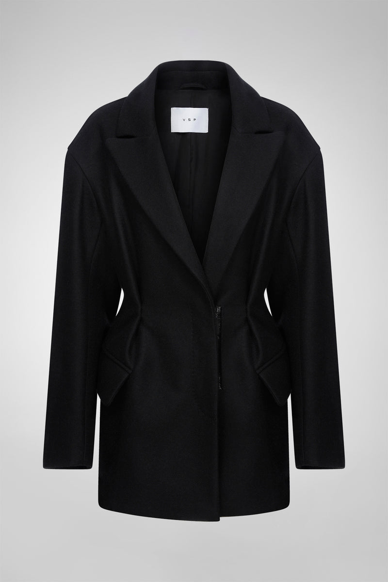 Lia - Black Wool Coat