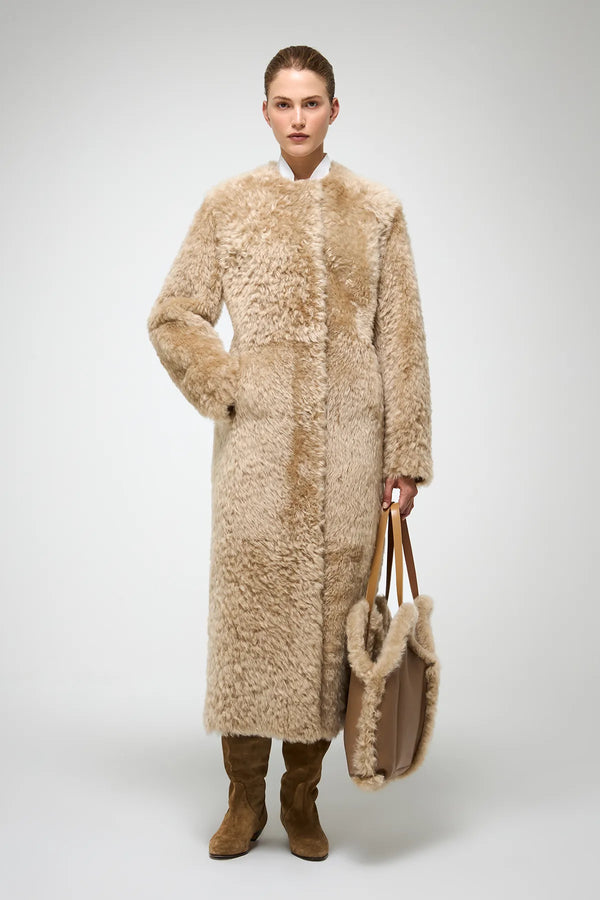 VSP - Inesse - Beige Brown Shearling Coat