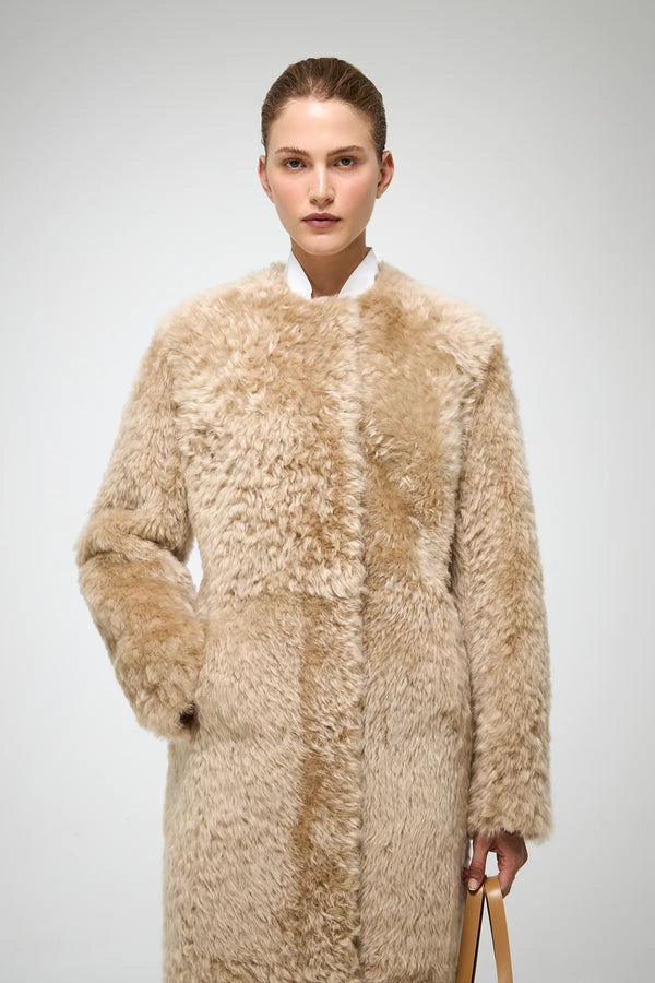 VSP - Inesse - Beige Brown Shearling Coat