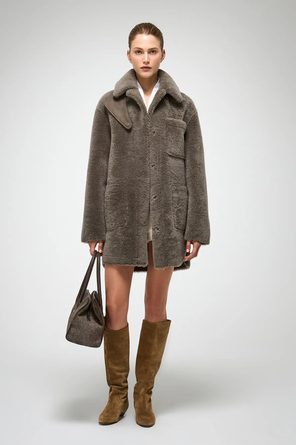 VSP - Gracie - Stone Shearling Coat