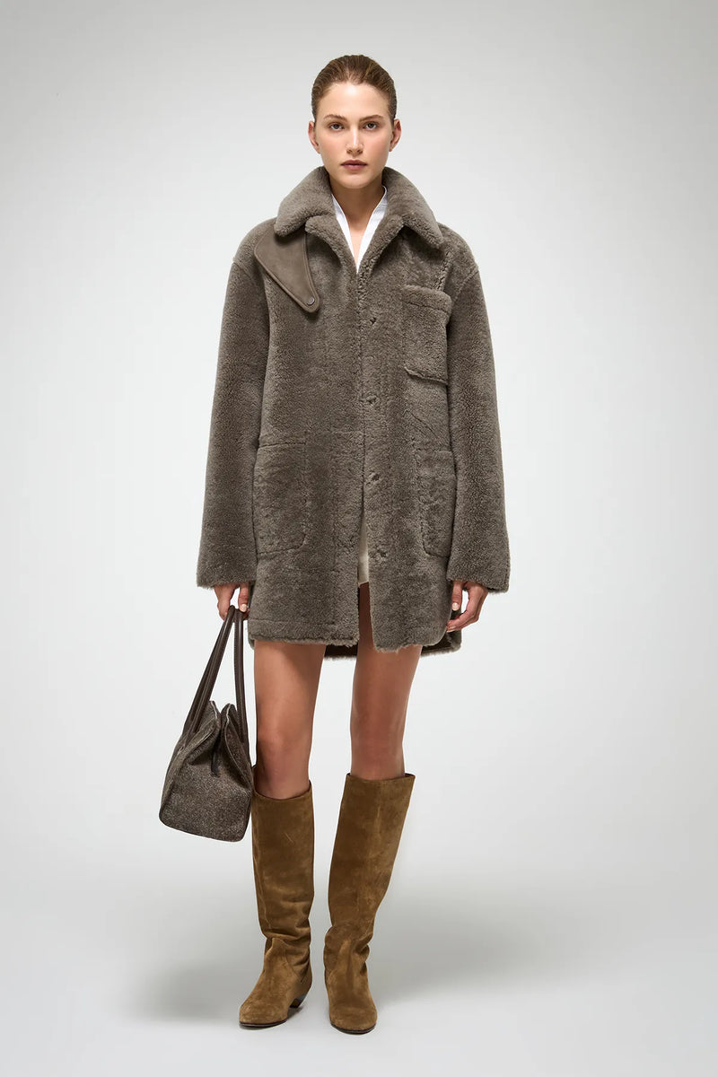 VSP - Gracie - Stone Shearling Coat