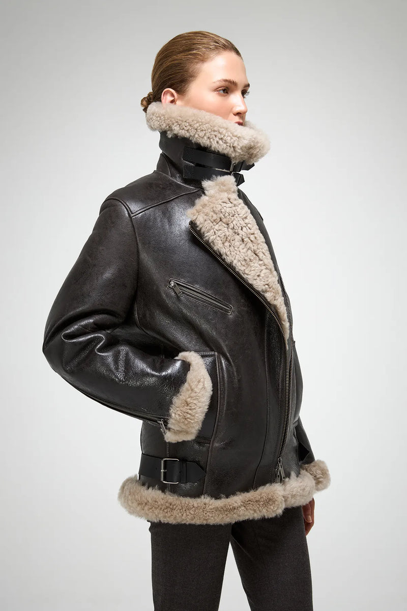 VSP - Antonella - Anthracite Shearling Coat