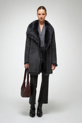 VSP - Kristell - Toscana Anthracite Suede Shearling Coat