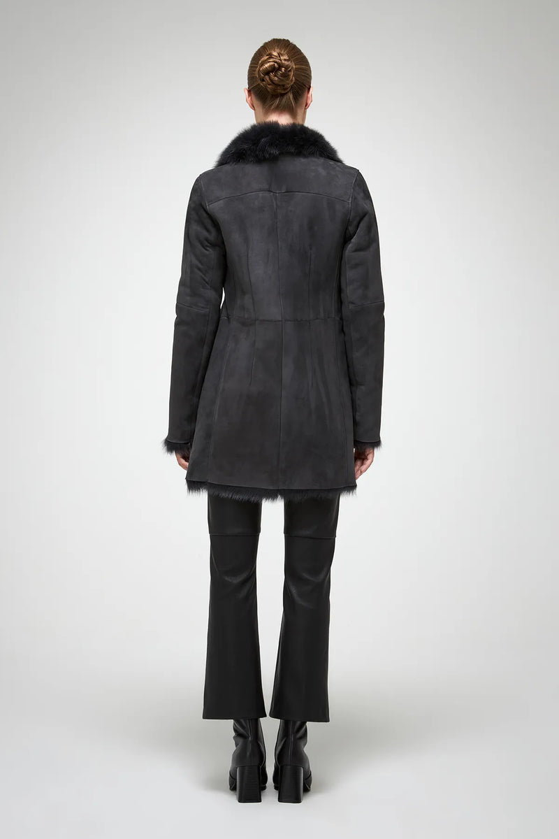 VSP - Kristell - Toscana Anthracite Suede Shearling Coat