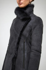 VSP - Kristell - Toscana Anthracite Suede Shearling Coat