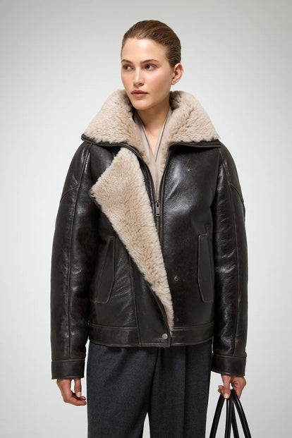 V S P - Sandie - Anthracite Shearling Jacket