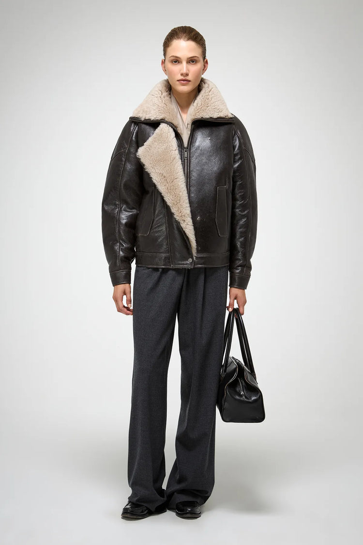 V S P - Sandie - Anthracite Shearling Jacket V S P - Sandie - Anthracite Shearling Jacket
