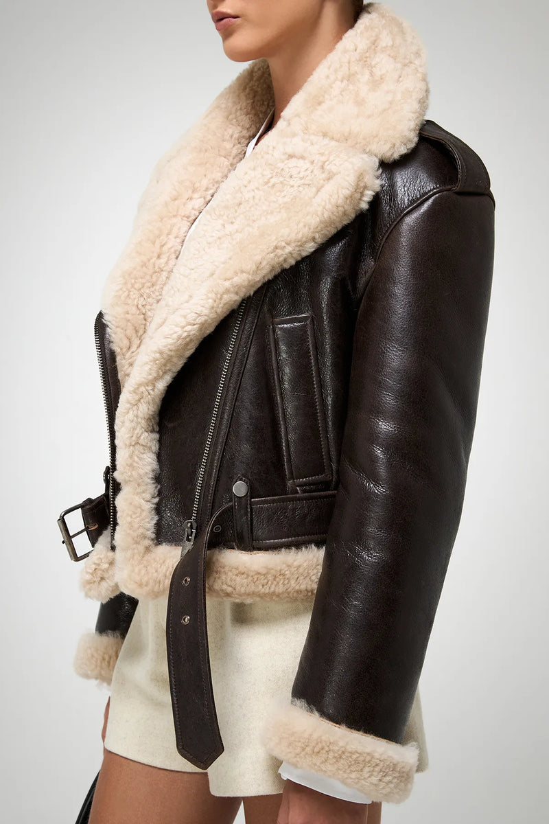 VSP - Tierra - Brown Beige Shearling Jacket
