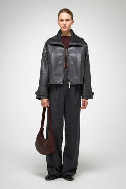 【新品未使用】KOWGA Leather Jacket V S P - Olga - Anthracite Leather Jacket