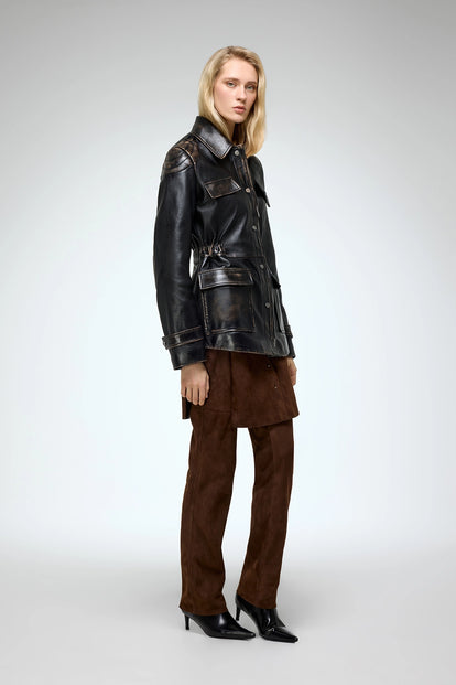 V S P - Joan - Black Leather Jacket