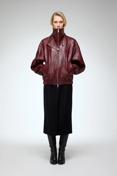 ジャケット・アウター archive single leather blouson Bordeaux V S P - May - Bordeaux Leather Jacket