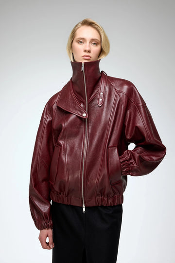 V S P - May - Bordeaux Leather Jacket