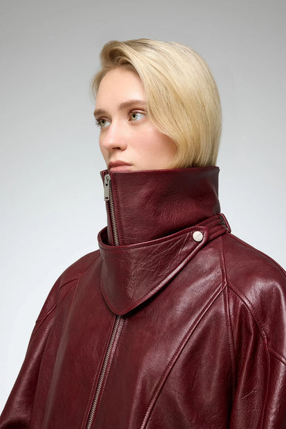 ジャケット・アウター archive single leather blouson Bordeaux