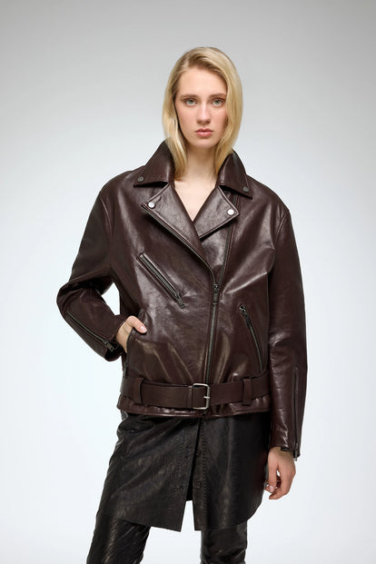 V S P - Marielle - Brown Leather Jacket