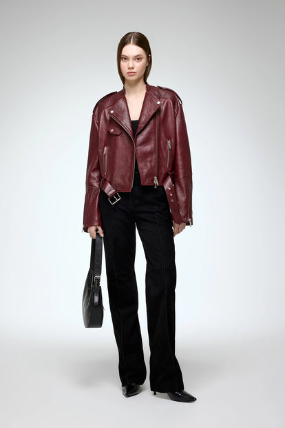 V S P - Ruby - Bordeaux Leather Jacket