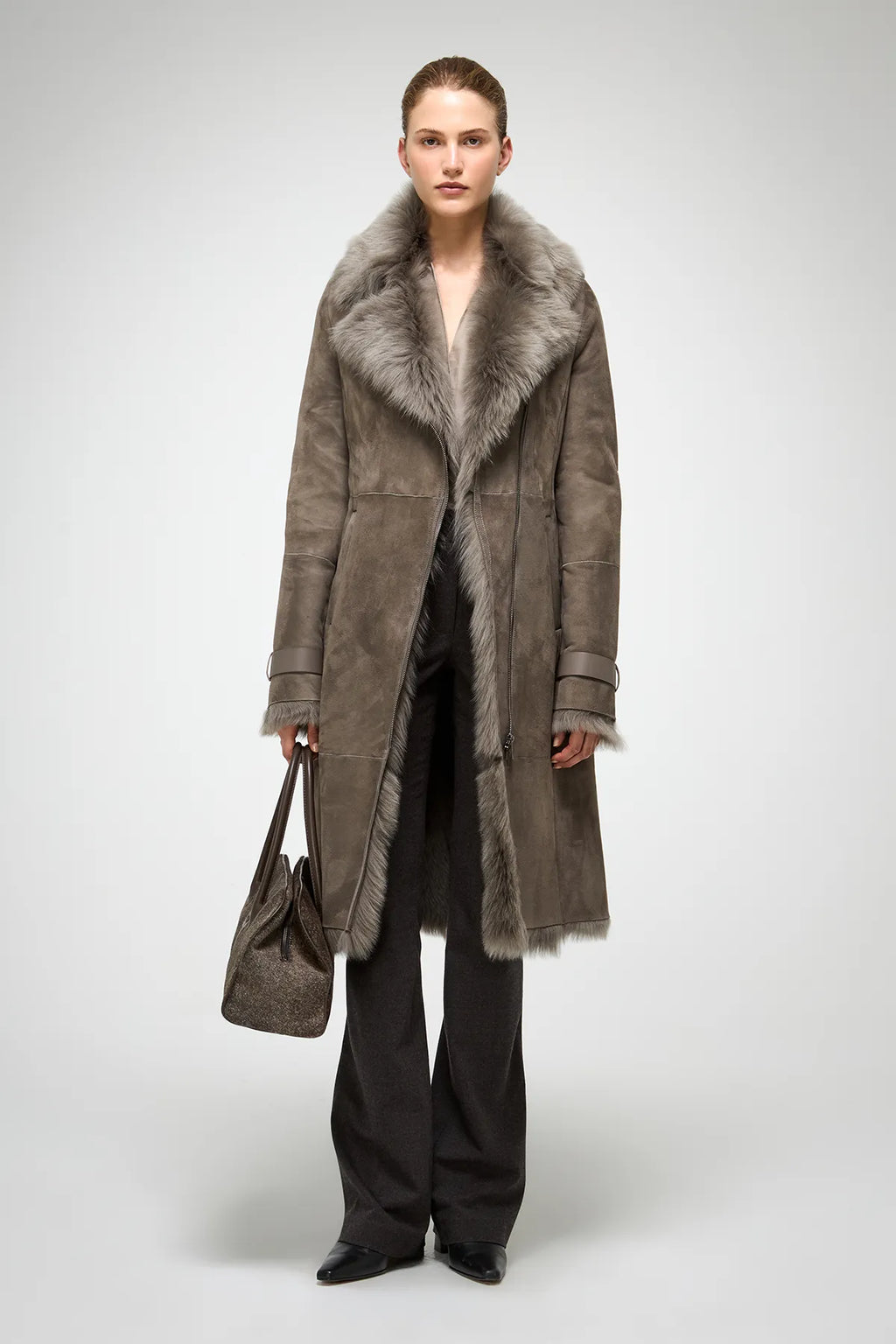 V S P - Lyza - Toscana Stone Shearling Coat V S P - Lyza - Toscana Stone Shearling Coat