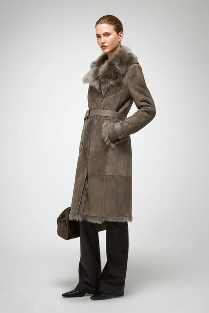 V S P - Lyza - Toscana Stone Shearling Coat