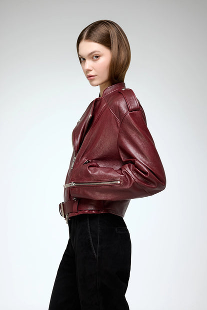 V S P - Ruby - Bordeaux Leather Jacket