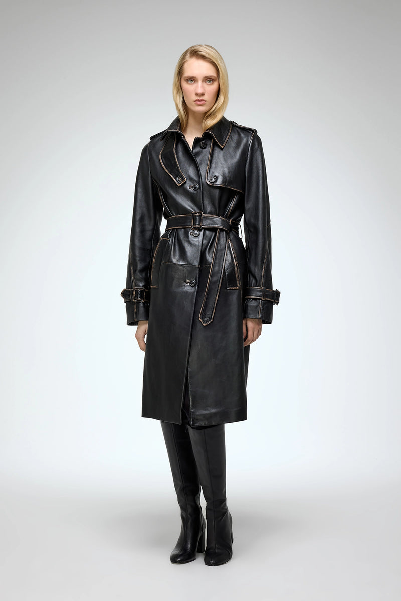 V S P Helena Black Leather Coat