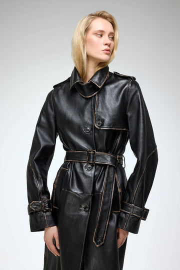 V S P - Helena - Black Leather Coat