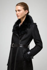 VSP - Lyza - Black Suede Shearling Coat