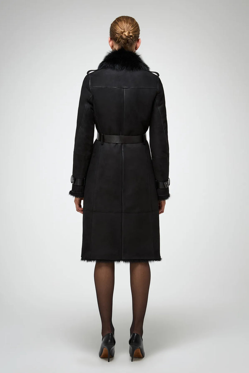 VSP - Lyza - Black Suede Shearling Coat