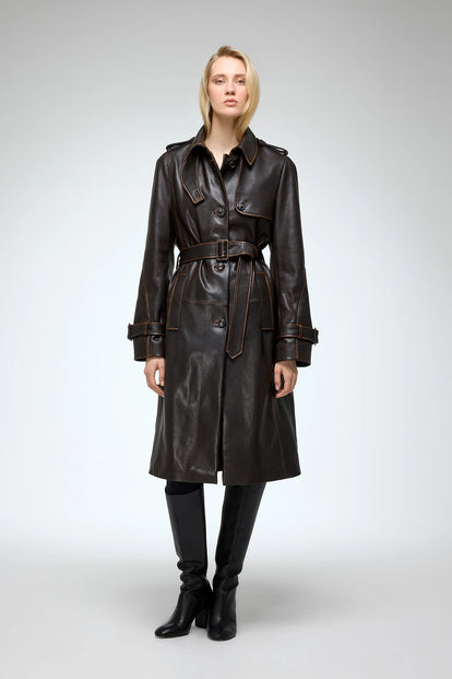 V S P - Helena - Brown Leather Coat V S P - Helena - Brown Leather Coat
