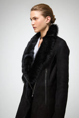 VSP - Kristell - Toscana Black Suede Shearling Coat