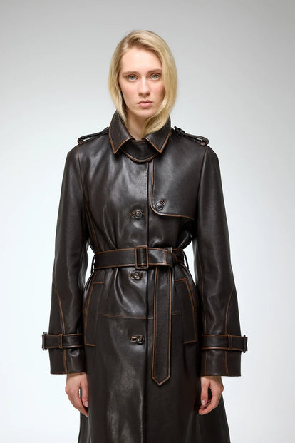 V S P - Helena - Brown Leather Coat V S P - Helena - Brown Leather Coat
