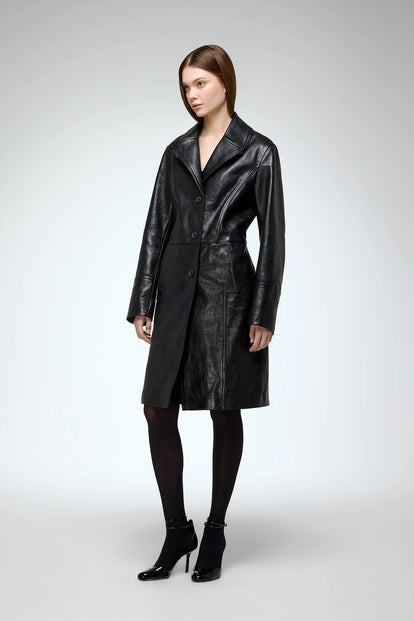 V S P - Vivian - Black Leather Coat