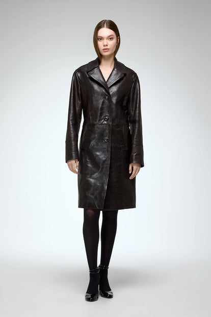 V S P - Vivian - Brown Leather Coat