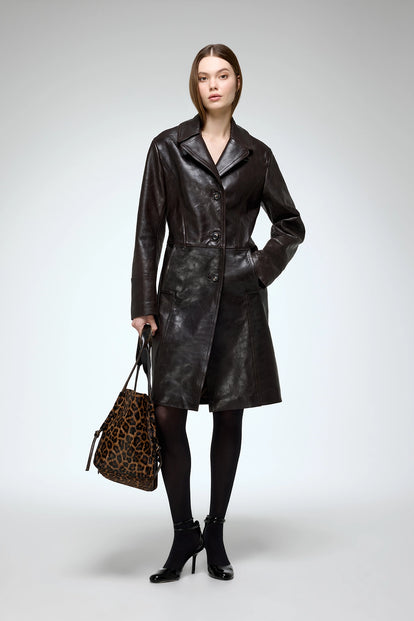V S P - Vivian - Brown Leather Coat
