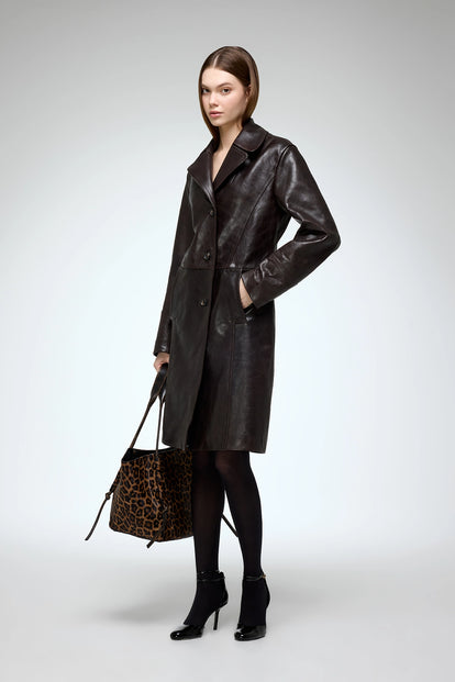 V S P - Vivian - Brown Leather Coat