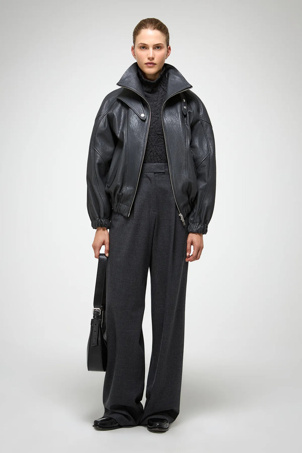 V S P - May - Anthracite Leather Jacket V S P - May - Anthracite Leather Jacket