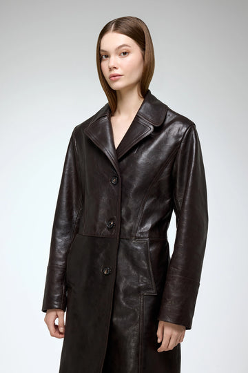V S P - Vivian - Brown Leather Coat V S P - Vivian - Brown Leather Coat