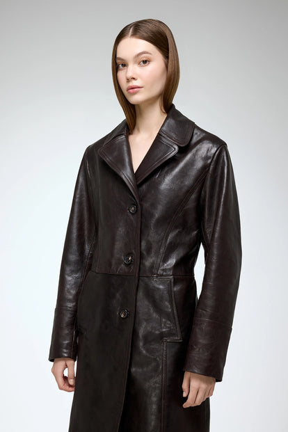 V S P - Vivian - Brown Leather Coat