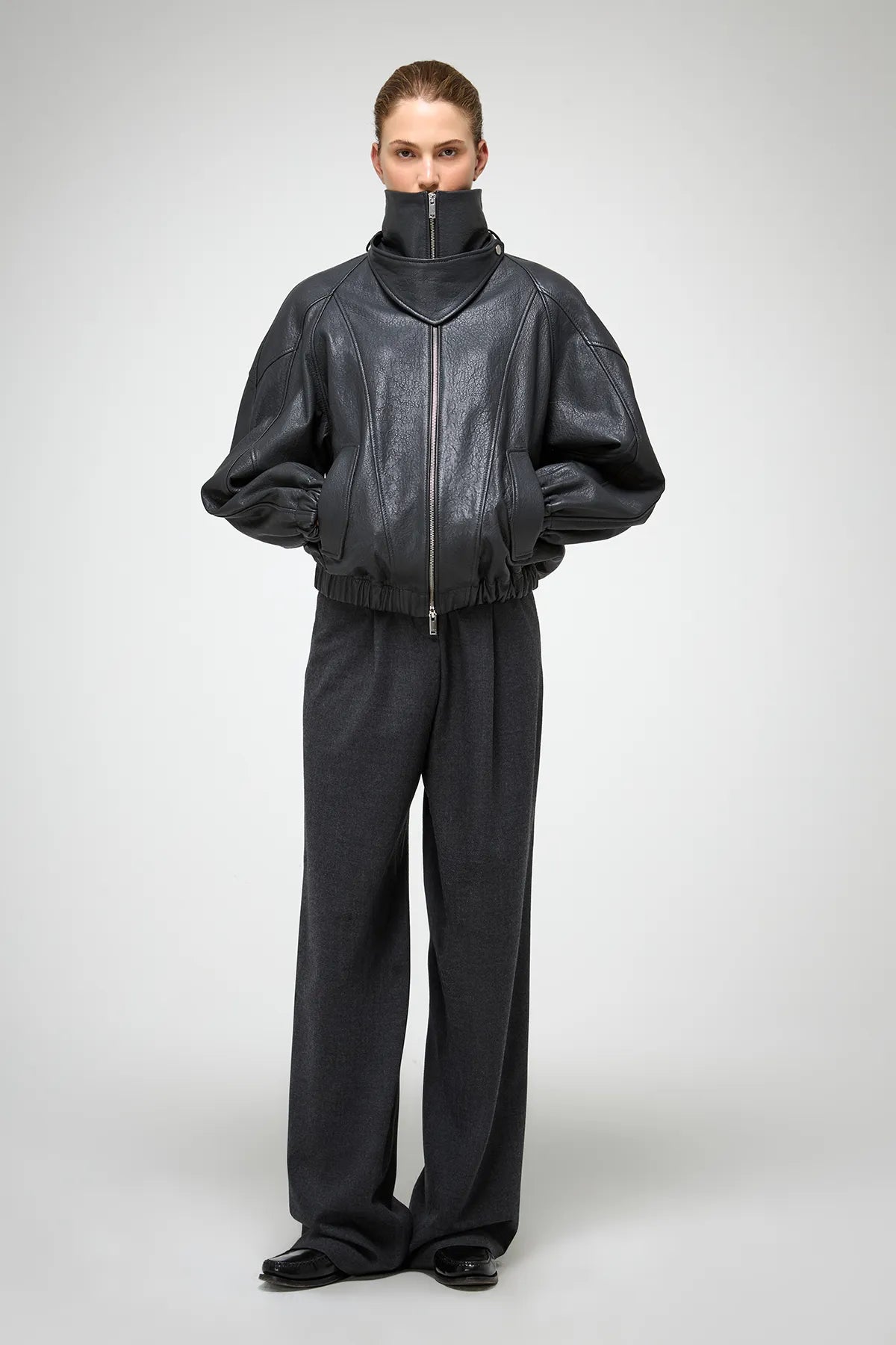 V S P - May - Anthracite Leather Jacket