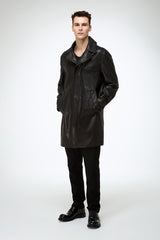 Tony - Black Leather Coat